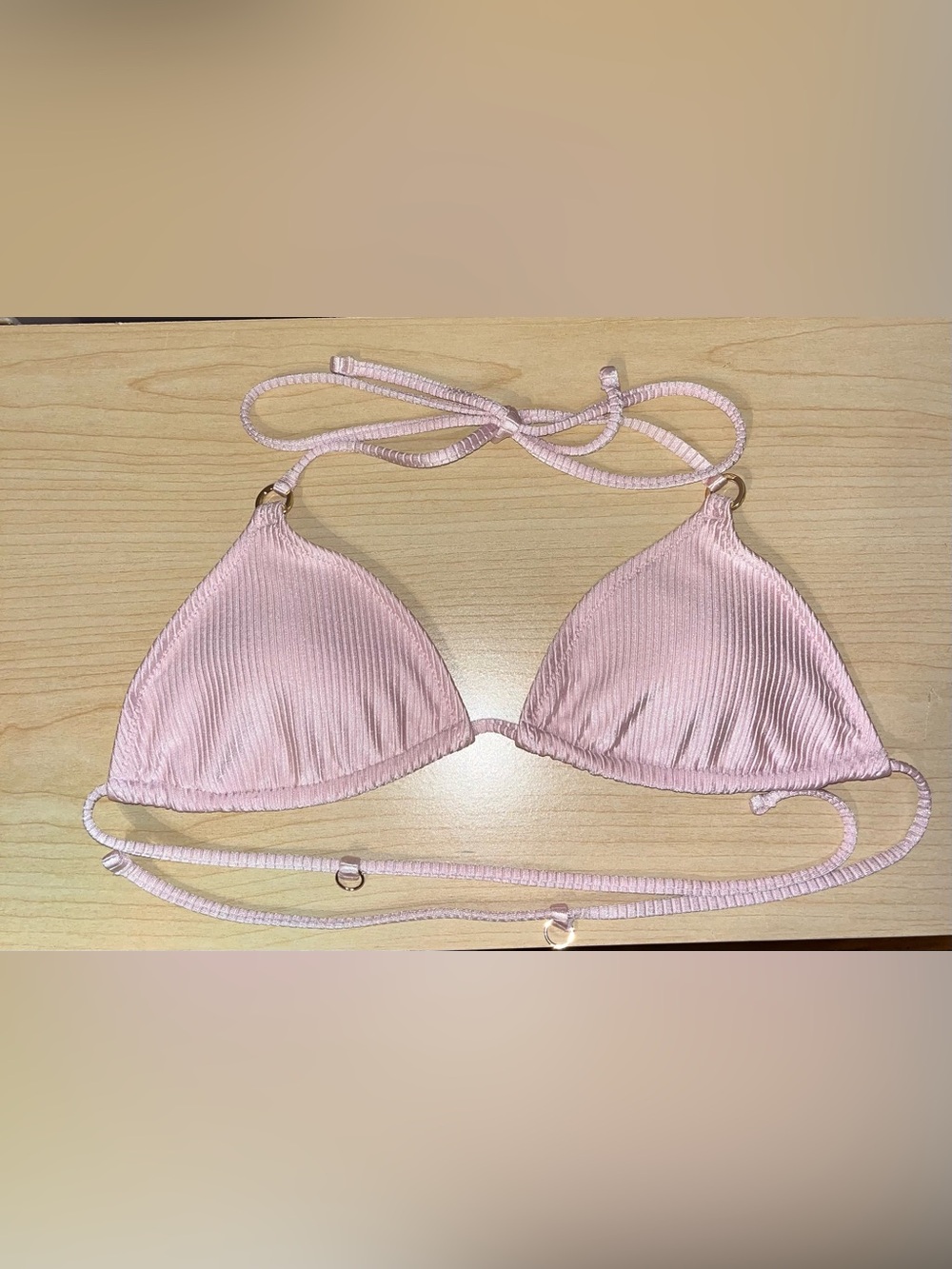Aerie Shine Rib String Triangle Bikini Top - Picture 5 of 7